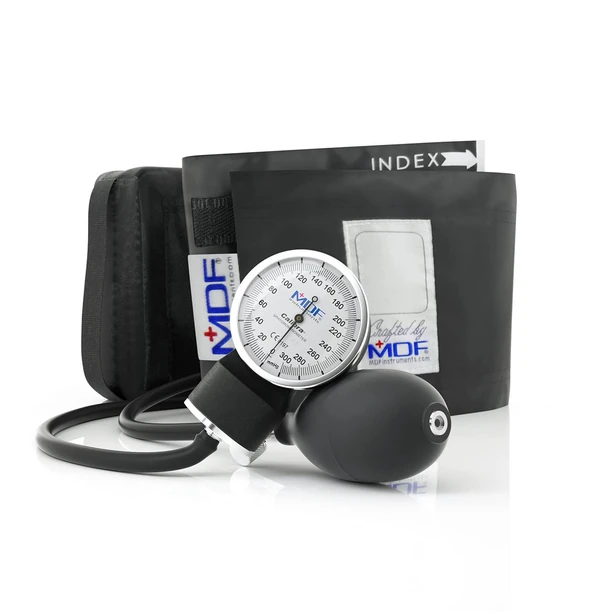 MDF Instruments manual blood pressure cuff with dial gauge and inflation bulb